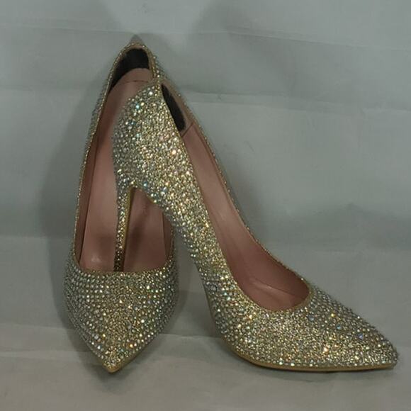 Elisabet Tang Women’s Crystal Rhinestone Pointed Toe Stiletto Heels Size 10 - Picture 6 of 8